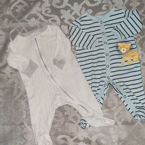 Carter's Blue and Gray Striped Footies Set